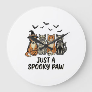 おばけの肉球ハロウィン猫ビンテージTシャツデザイン_1 ラージ壁時計