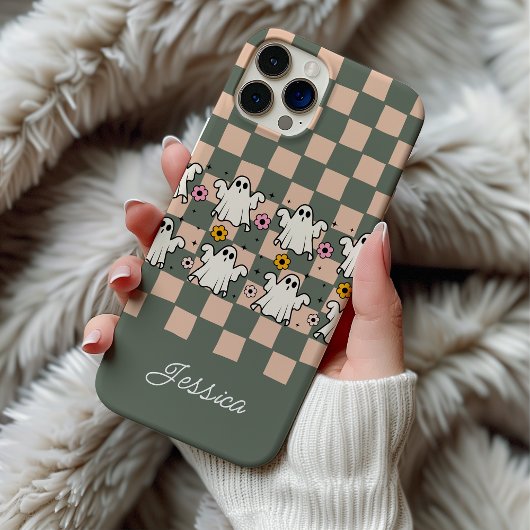 おばけの花柄チェック格子 Case-Mate iPhoneケース