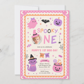 おばけの赤ちゃん かわいいハロウィーン 1歳の誕生日 招待状