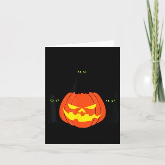 おばけの黒猫 ハロウィン かぼちゃ 猫 ジャック・オー カード (正面)