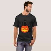 おばけの黒猫 ハロウィン かぼちゃ 猫 ジャック・オー Tシャツ (正面フル)