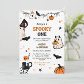 おばけの1歳のハロウィン誕生日 かわいいおしゃれ 招待状 (スタンド正面)