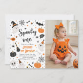 おばけの1歳のハロウィン誕生日 招待状 (正面)