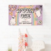 おばけの1歳のレトロなハロウィン誕生日パーティー 横断幕 (インサイチュ)