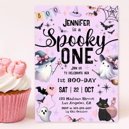 おばけの1歳の誕生日女の子かわいいハロウィン 招待状