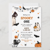 おばけの1歳ハロウィンバースデー おしゃれ かわいい 招待状 (正面)