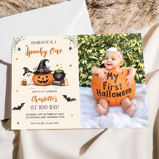 おばけの1歳 ハロウィン バースデーガール 写真 招待状