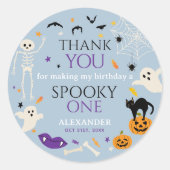 おばけの1歳 ハロウィン 初誕生日 ありがとう ブルー ラウンドシール (正面)