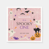 おばけの1歳 ハロウィン 誕生日 ピンク スタンダードカクテルナプキン (正面)