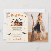 おばけの1歳 ハロウィン 誕生日 少女 幽霊 写真 サンキューカード (正面)