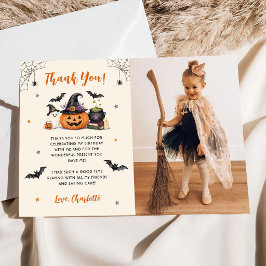 おばけの1歳 ハロウィン 誕生日 少女 幽霊 写真 サンキューカード