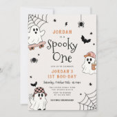 おばけの1歳 ハロウィン 誕生日 招待状 (正面)
