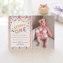 おばけの1歳 誰かを誘う女の子の誕生日パーティーの招待状 招待状