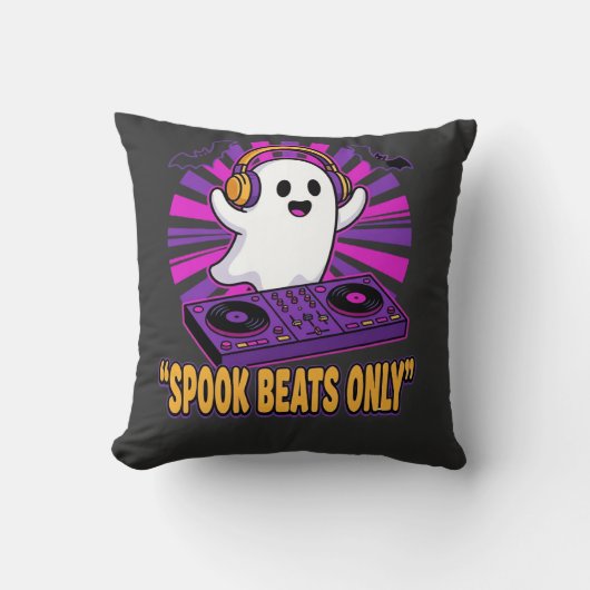 おばけのDJハロウィンビートデザイン_1 クッション (正面)