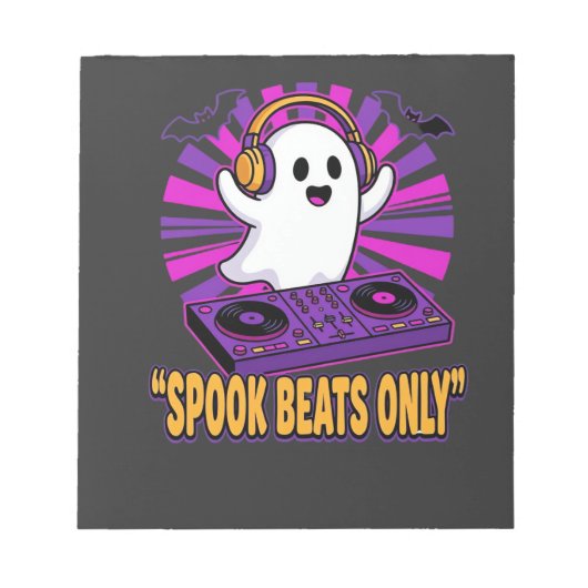 おばけのDJハロウィンビートデザイン_1 ノートパッド (正面)