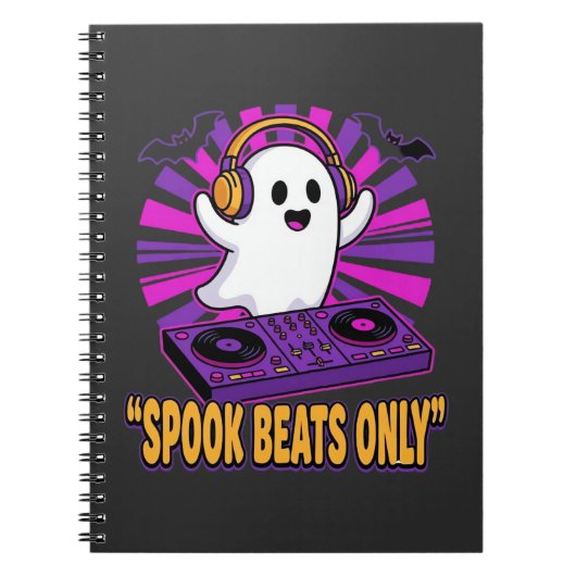 おばけのDJハロウィンビートデザイン_1 ノートブック (正面)
