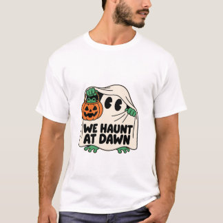 おばけは夜明けに活動開始!ハロウィンパンプキンの幽霊がかわいい Tシャツ
