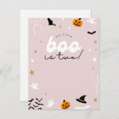 おばけは2つのハロウィンの誕生日招待状 子供の2歳 シーズンカード (正面/裏面)
