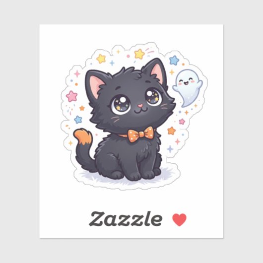 おばけよりかわいい！黒猫のハロウィン シール (シート)