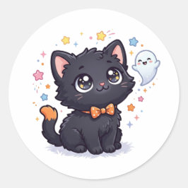 おばけよりかわいい!黒猫のハロウィン ラウンドシール