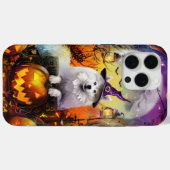 おばけサモエド犬 ハロウィン 魔女 と パンプキン Case-Mate iPhoneケース (裏面 (横))