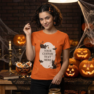 おばけハロウィン 黒猫 オリジナルテキスト Tシャツ