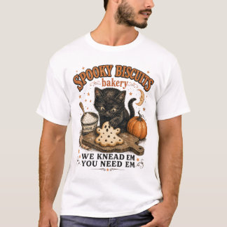 おばけビスケットのパン屋 黒猫 ハロウィン Tシャツ