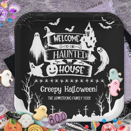 おばけ屋敷のハロウィンパーティー ペーパープレート