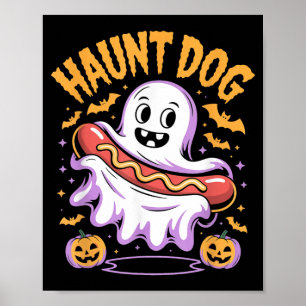 おばけ犬の面白い幽霊ホットドッグハロウィン ポスター