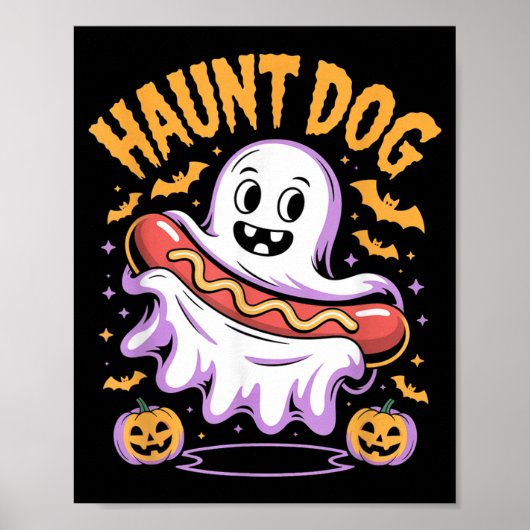おばけ犬の面白い幽霊ホットドッグハロウィン ポスター (正面)