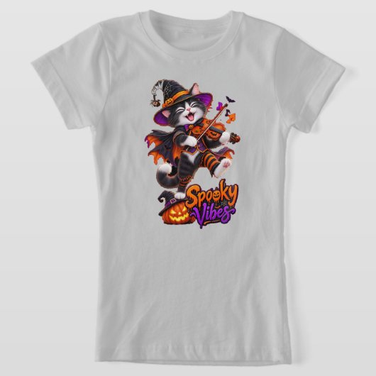 おばけ猫のハロウィン Tシャツ (レイダウン)