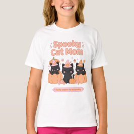 おばけ猫ママ 黒猫 魔女の帽子 カボチャ畑 Tシャツ