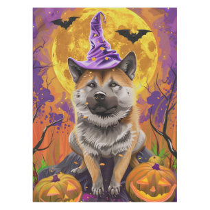 おばけ秋田犬 ハロウィン 魔女とカボチャ テーブルクロス