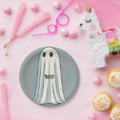 おばけ！シート ゴースト ヴィンテージ グリーン ハロウィン ペーパープレート (パーティー)