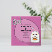 おばけ！ピンクのハロウィン 誕生日1歳 招待状 (スタンド正面)