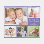 おばさんあなたを愛する紫の写真コラージュ フリースブランケット (正面(横))