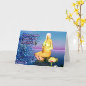 おばさんになるおめでとう カード (黄色い花)