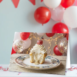 おばさんの誕生日おめでとう バニラカップケーキ カード