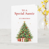 おばさんへのクラシッククリスマスツリーカード カード (黄色い花)