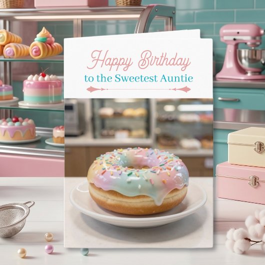 おばさんへのパステルカラーのケーキの誕生日カード カード