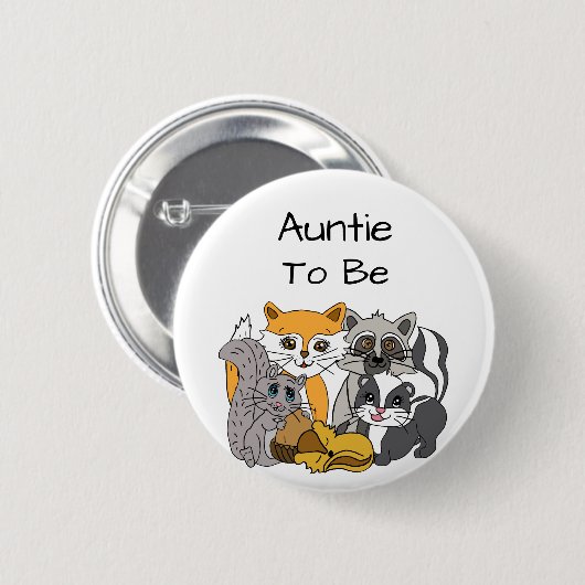 おばさんウッドランド森林動物ベビーシャワーB 缶バッジ (正面&裏面)