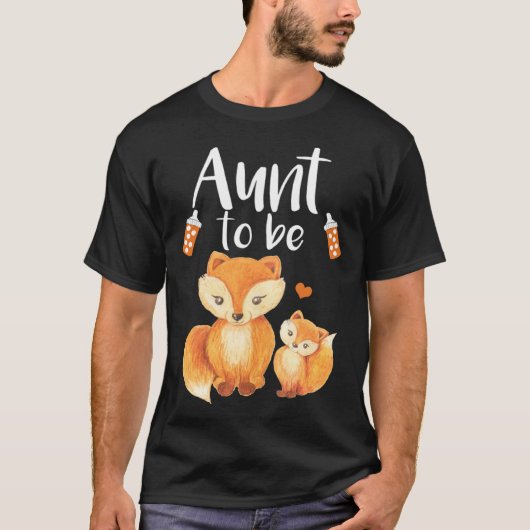 おばさんキツネ赤ちゃんシャワーかわいい森林動物 Tシャツ (正面)