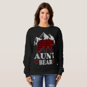 おばさんクマのクリスマスパジャマ赤い格子柄バッファローマッチ スウェットシャツ (正面フル)