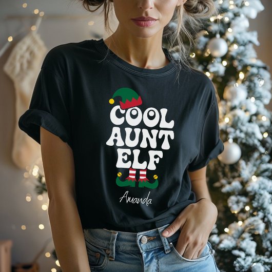 おばさんクール小妖精や小人おもしろい小妖精や小人マッチングクリスマスギフト Tシャツ