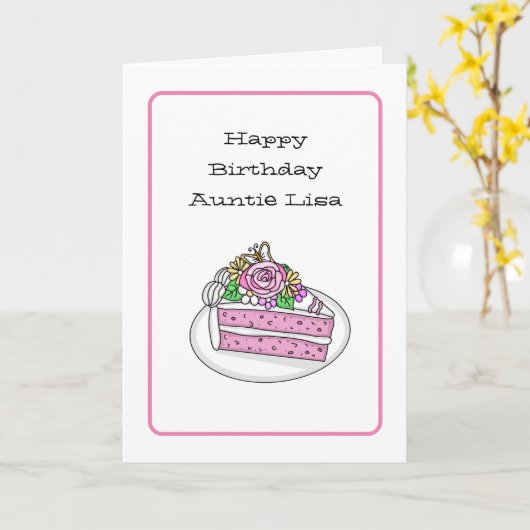 おばさんパーソナライズされたのための甘い誕生日カード カード (黄色い花)