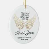 おばさんパーソナライズされたは翼の準備ができていた セラミックオーナメント (右)