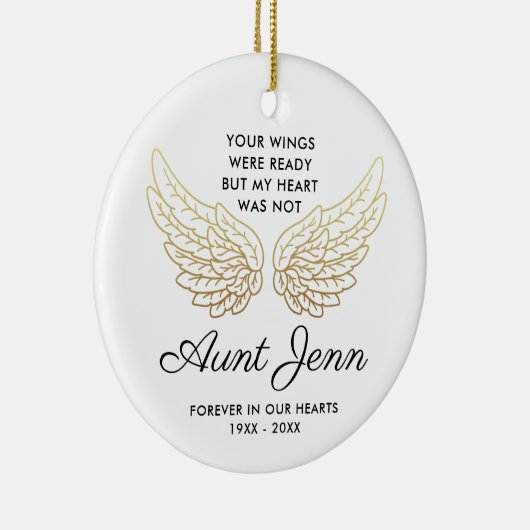 おばさんパーソナライズされたは翼の準備ができていた セラミックオーナメント (右)
