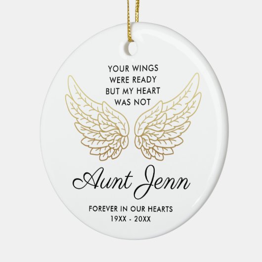 おばさんパーソナライズされたは翼の準備ができていた セラミックオーナメント (左)