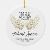 おばさんパーソナライズされたは翼の準備ができていた セラミックオーナメント (裏面)