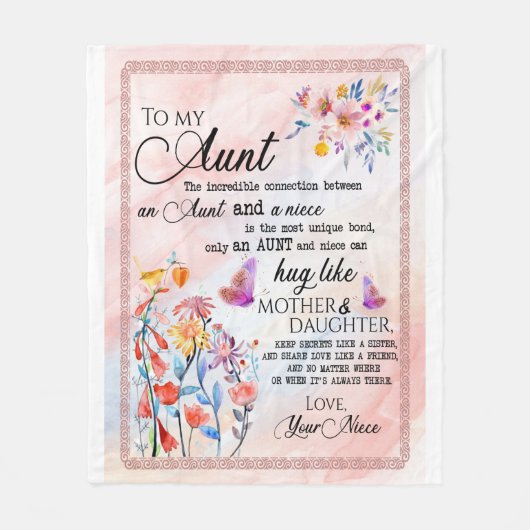 おばさんプレゼント |姪からの叔母への手紙 フリースブランケット (正面)